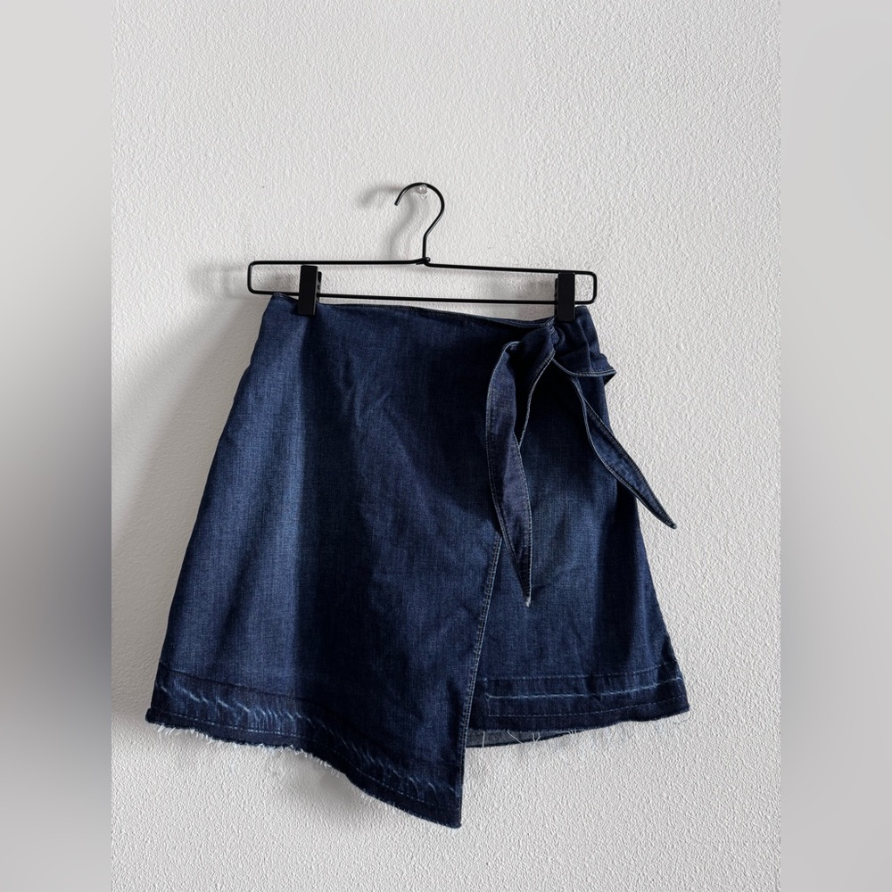 PAIGE Denim Wrap Skirt - Dark Blue